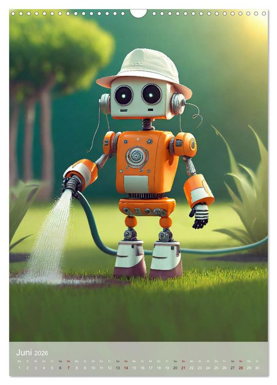 Produktbild: RoboLife - Niedliche Blechfreunde im Alltag (Wandkalender 2026 DIN A3 hoch), CALVENDO Monatskalender