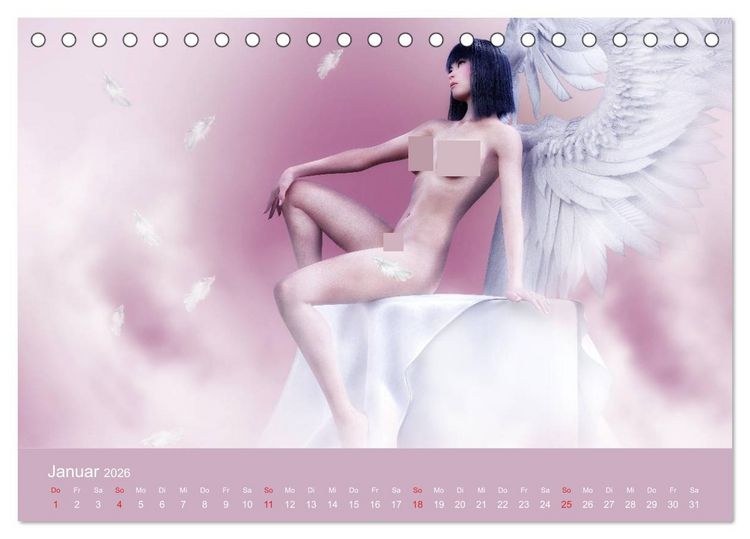 Produktbild: Engel der Verf&uuml;hrung - Mythologie als Akt (Tischkalender 2026 DIN A5 quer), CALVENDO Monatskalender