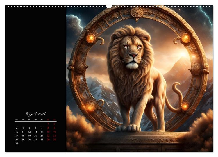 Produktbild: KI Tierkreiszeichen (hochwertiger Premium Wandkalender 2026 DIN A2 quer), Kunstdruck in Hochglanz