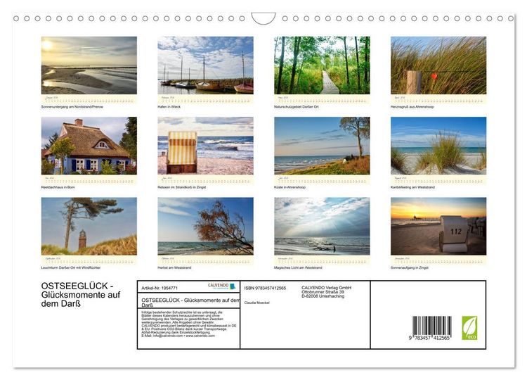 Produktbild: OSTSEEGL&Uuml;CK - Gl&uuml;cksmomente auf dem Dar&szlig; (Wandkalender 2026 DIN A3 quer), CALVENDO Monatskalender