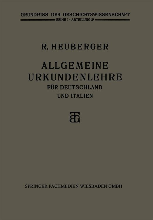 Produktbild: Allgemeine Urkundenlehre f&uuml;r Deutschland und Italien
