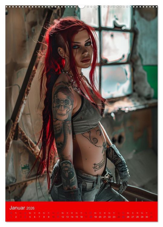 Produktbild: RED HAIR - Cyberladys (Wandkalender 2026 DIN A2 hoch), CALVENDO Monatskalender