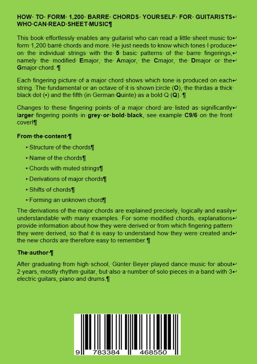 Produktbild: HOW TO FORM 1,200 BARRE CHORDS YOURSELF FOR GUITARISTS WHO CAN READ SHEET MUSIC