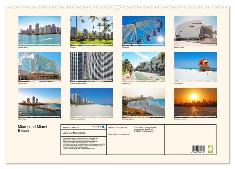 Produktbild: Miami und Miami Beach (Wandkalender 2026 DIN A2 quer), CALVENDO Monatskalender