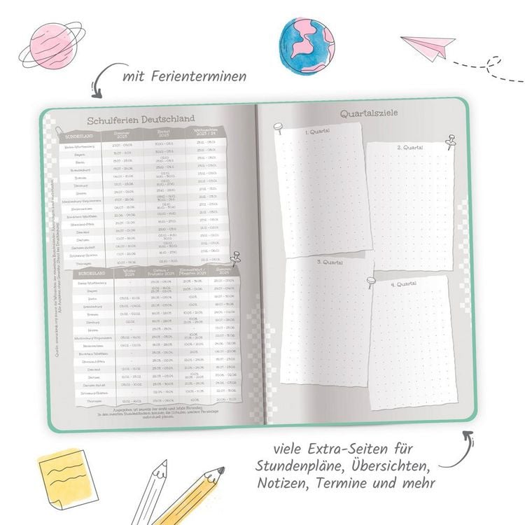 Produktbild: Tr&ouml;tsch Sch&uuml;lerkalender Specials mit Gummiband und Stifthalter Good Vibes 23/24