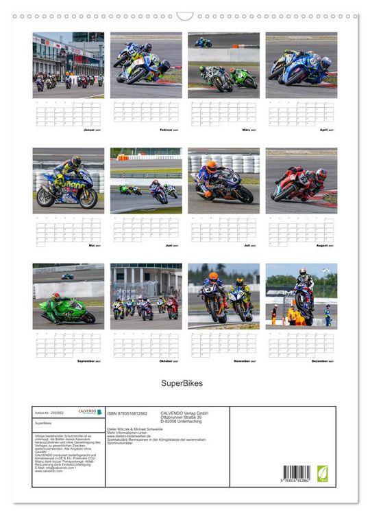 Produktbild: SuperBikes (Wandkalender 2027 DIN A2 hoch), CALVENDO Monatskalender