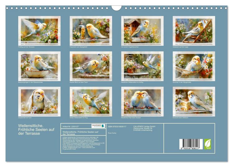 Produktbild: Wellensittiche. Fr&ouml;hliche Seelen auf der Terrasse (Wandkalender 2027 DIN A3 quer), CALVENDO Monatskalender