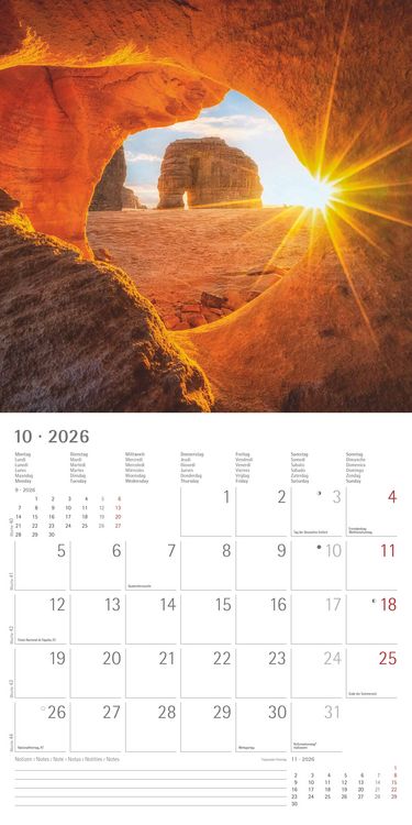 Produktbild: Sunny Moments 2026 - Broschürenkalender 30x30 cm (30x60 geöffnet) - Kalender mit Platz für Notizen - Bildkalender - Wandplaner - Wandkalender