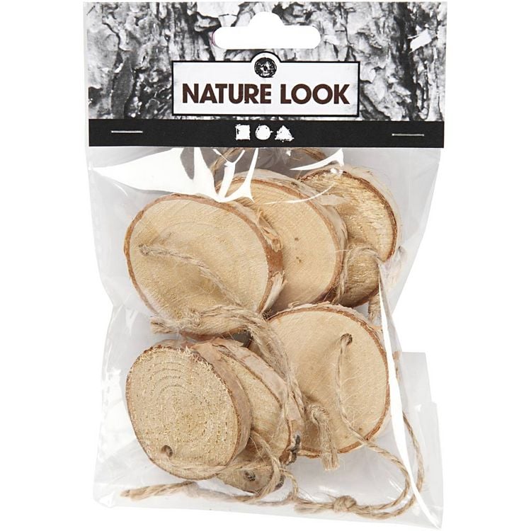 Produktbild: Creativ Company Holzscheiben mit Loch, D 35-45 mm, Dicke, 7 mm, 7 Stk