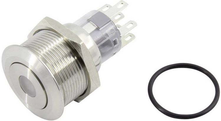 Produktbild: TRU COMPONENTS 1602495 TC-GQ22-A-22D/B/12V/S203 Drucktaster 250 V 5 A 2 x Aus/(Ein) tastend Blau IP65 1 St.