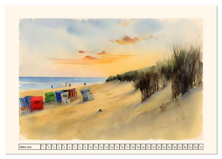 Produktbild: LANGEOOG Insel im Wattenmeer (Wandkalender 2026 DIN A3 quer), CALVENDO Monatskalender