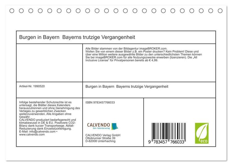 Produktbild: Burgen in Bayern Bayerns trutzige Vergangenheit (Tischkalender 2026 DIN A5 quer), CALVENDO Monatskalender