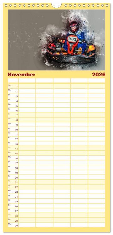 Produktbild: Familienplaner 2026 - GoKart - extrem cool mit 5 Spalten (Wandkalender, 21 x 45 cm) CALVENDO