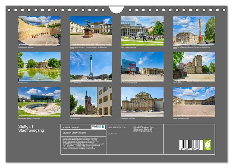 Produktbild: Stuttgart Stadtrundgang (Wandkalender 2026 DIN A4 quer), CALVENDO Monatskalender