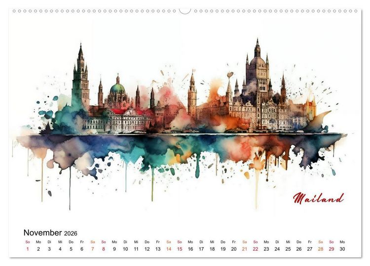 Produktbild: Skylines exklusiv (Wandkalender 2026 DIN A2 quer), CALVENDO Monatskalender