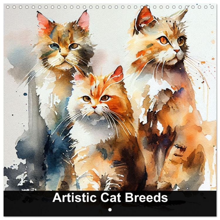 Produktbild: Artistic Cat Breeds (Wall Calendar 2026 12 &times; 12 Inch) CALVENDO 12 Month Wall Calendar
