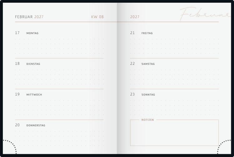 Produktbild: rido/id&eacute; 7013603017 Taschenkalender Premium Young Line Mini 2027 "Feather" A6, Textil