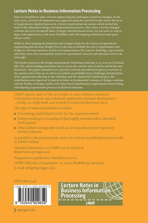 Produktbild: Design Requirements Engineering: A Ten-Year Perspective