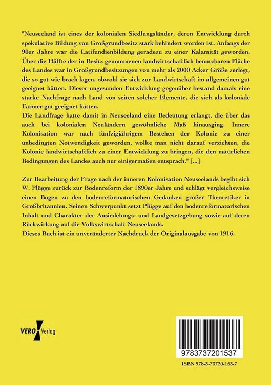 Produktbild: Probleme der Weltwirtschaft: Innere Kolonisation in Neuseeland