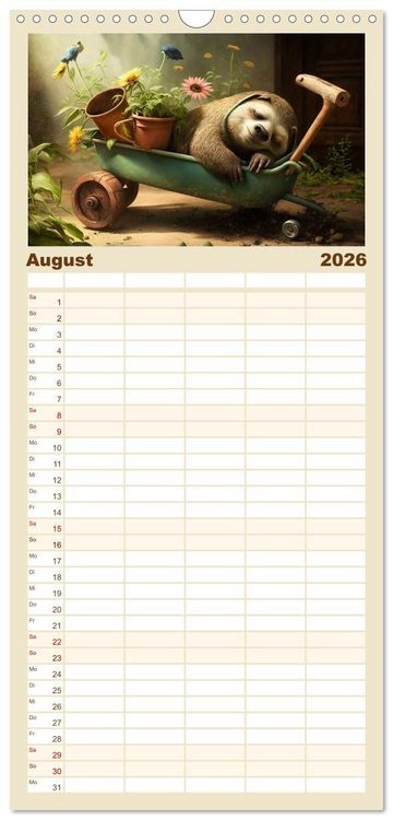 Produktbild: Familienplaner 2026 - Der Kalender f&uuml;r echte Faultiere mit 5 Spalten (Wandkalender, 21 x 45 cm) CALVENDO