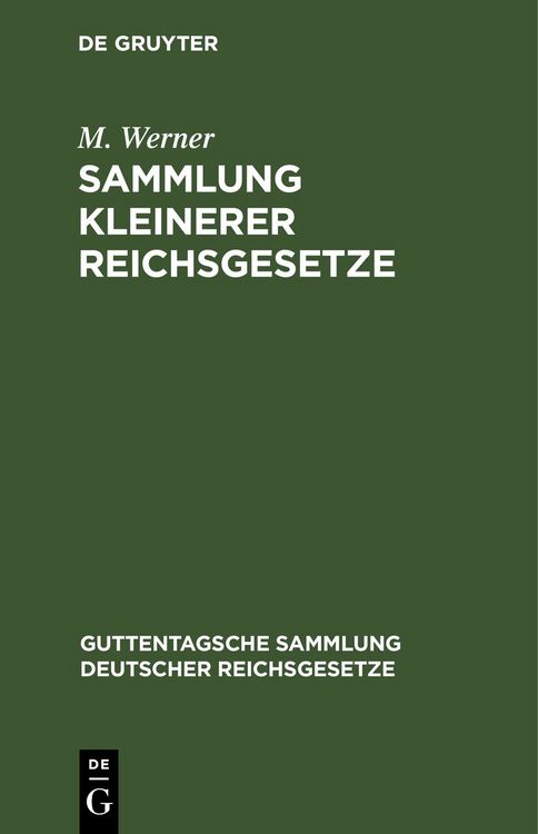 Produktbild: Sammlung kleinerer Reichsgesetze