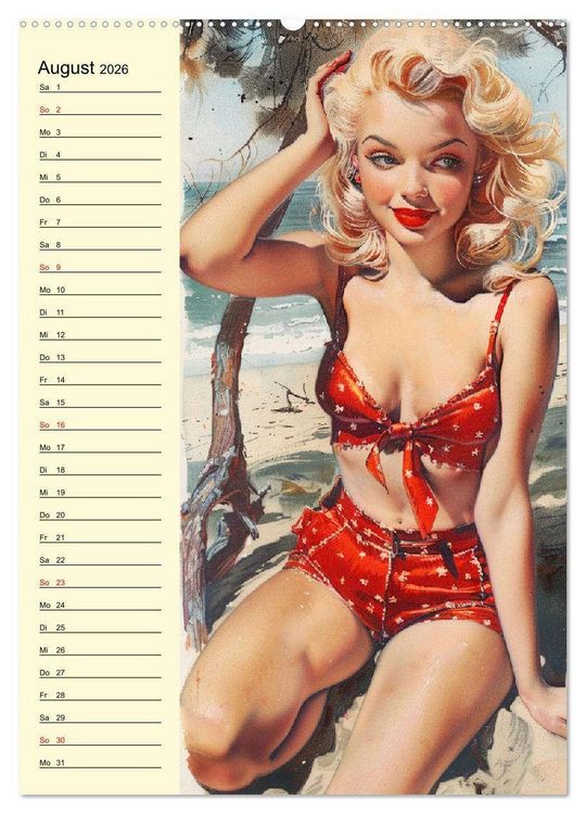 Produktbild: Pin-up-Girls. Sexappeal am Strand (hochwertiger Premium Wandkalender 2026 DIN A2 hoch), Kunstdruck in Hochglanz