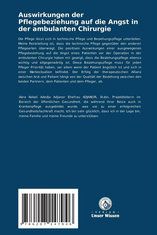 Produktbild: Auswirkungen der Pflegebeziehung auf die Angst in der ambulanten Chirurgie