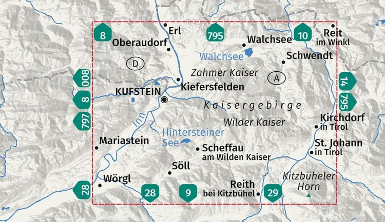 Produktbild: KOMPASS Wanderkarte 09 Kufstein, Walchsee, St. Johann in Tirol 1:25.000