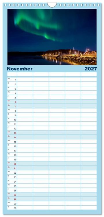 Produktbild: Familienplaner 2027 - Magische Polarlichter der Erde mit 5 Spalten (Wandkalender, 21 x 45 cm) CALVENDO