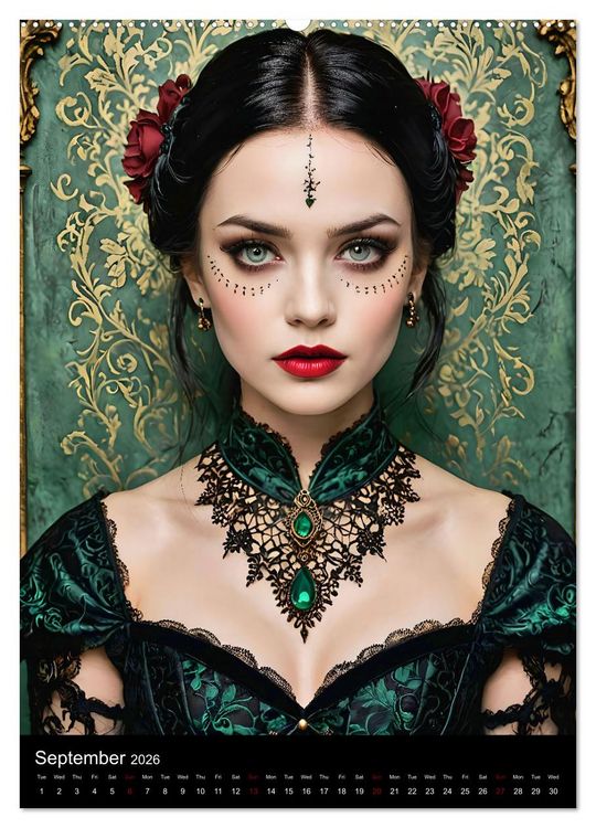 Produktbild: AI Gothic world - Mystical beauties of the night (Wall Calendar 2026 DIN A2 portrait), CALVENDO 12 Month Wall Calendar