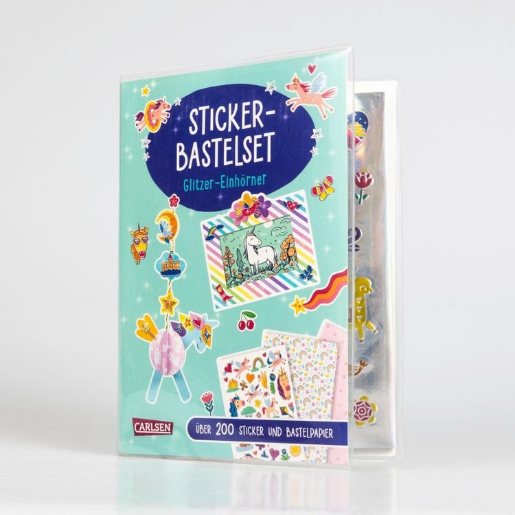 Produktbild: Bastelset f&uuml;r Kinder: Sticker-Bastelset: Glitzer-Einh&ouml;rner