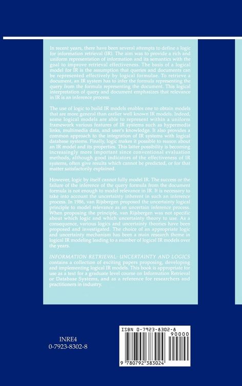 Produktbild: Information Retrieval: Uncertainty and Logics