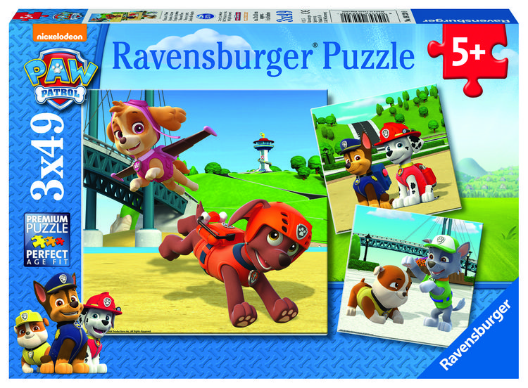 Produktbild: Puzzle Ravensburger Team auf 4 Pfoten 3 X 49 Teile