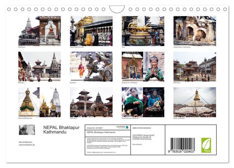 Produktbild: NEPAL Bhaktapur Kathmandu (Wandkalender 2026 DIN A4 quer), CALVENDO Monatskalender