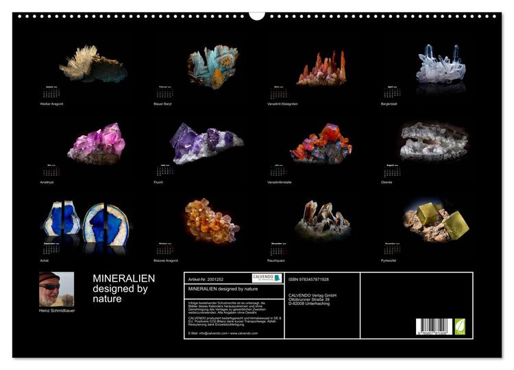 Produktbild: MINERALIEN designed by nature (Wandkalender 2026 DIN A2 quer), CALVENDO Monatskalender