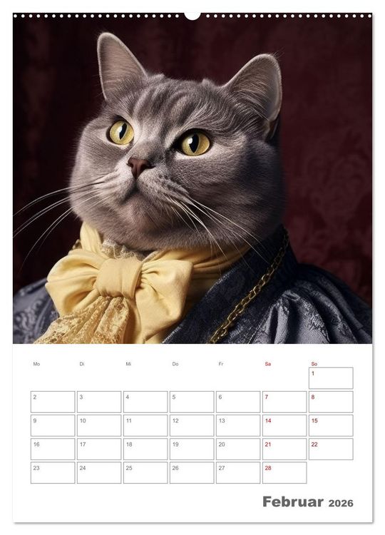 Produktbild: Royale Katzen Portraits (Wandkalender 2026 DIN A2 hoch), CALVENDO Monatskalender