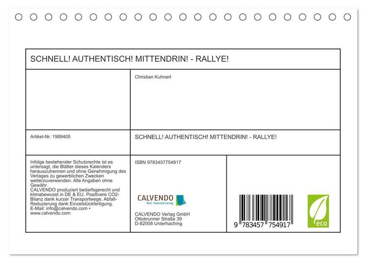 Produktbild: SCHNELL! AUTHENTISCH! MITTENDRIN! - RALLYE! (Tischkalender 2026 DIN A5 quer), CALVENDO Monatskalender