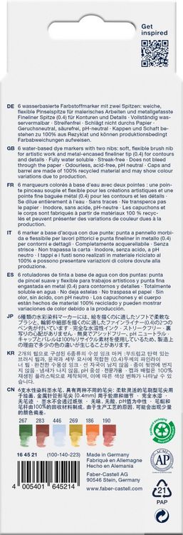 Produktbild: Faber-Castell Tuschestift Dual Marker Goldfaber Aqua, Toskana, 6er Set