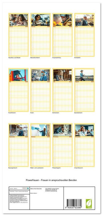 Produktbild: Familienplaner 2026 - Powerfrauen - Frauen in anspruchsvollen Berufen mit 5 Spalten (Wandkalender, 21 x 45 cm) CALVENDO