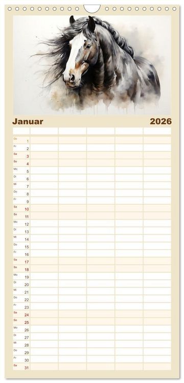 Produktbild: Familienplaner 2026 - Kraftpakete in Aquarell mit 5 Spalten (Wandkalender, 21 x 45 cm) CALVENDO