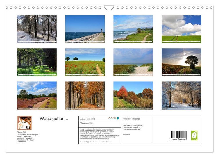 Produktbild: Wege gehen... (Wandkalender 2026 DIN A3 quer), CALVENDO Monatskalender