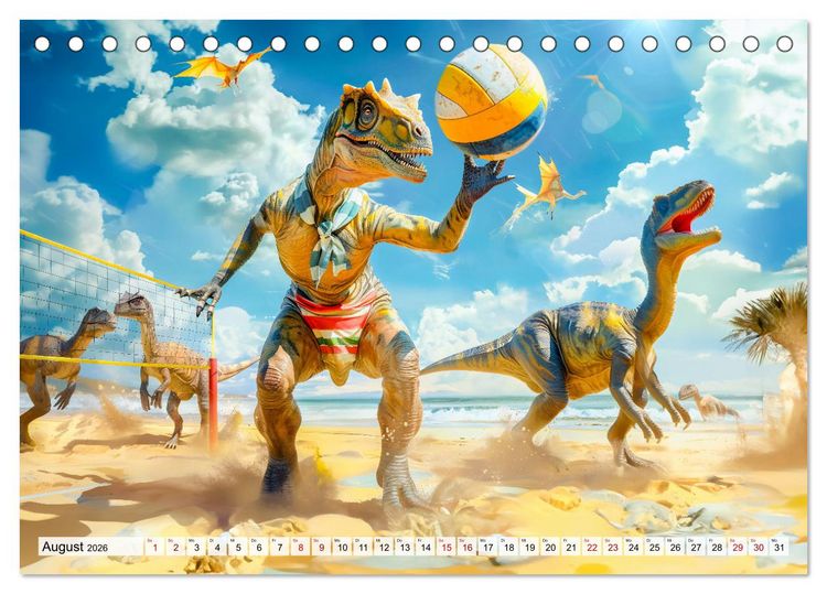 Produktbild: Dinosaurier-Alltag - Wenn sie nicht ausgestorben w&auml;ren! (Tischkalender 2026 DIN A5 quer), CALVENDO Monatskalender