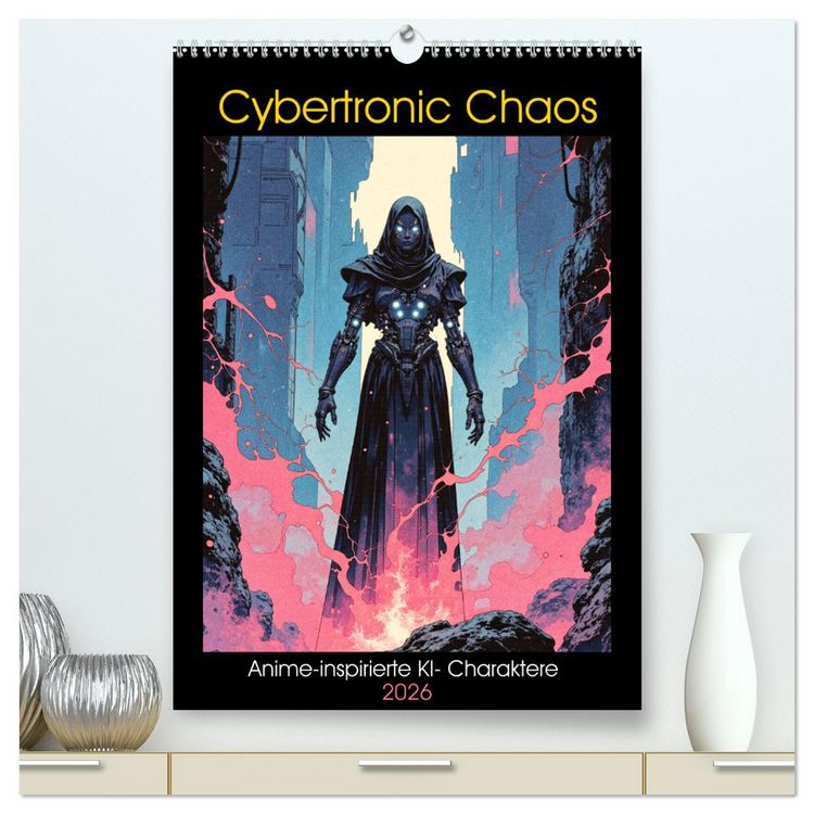 Produktbild: Cybertronic Chaos: Anime-inspirierte KI- Charaktere (hochwertiger Premium Wandkalender 2026 DIN A2 hoch), Kunstdruck in Hochglanz