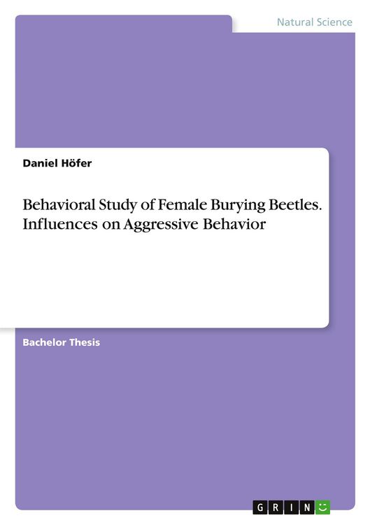Produktbild: Behavioral Study of Female Burying Beetles. Influences on Aggressive Behavior