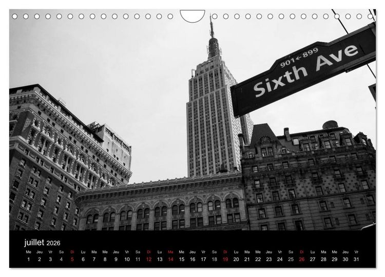 Produktbild: New York en noir et blanc (Calendrier mural 2026 DIN A4 vertical), CALVENDO calendrier mensuel