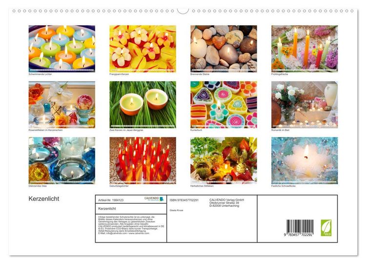 Produktbild: Kerzenlicht (hochwertiger Premium Wandkalender 2026 DIN A2 quer), Kunstdruck in Hochglanz