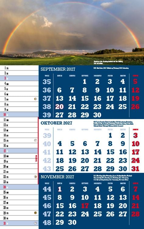 Produktbild: Drei-Monatskalender Sachsen 2027
