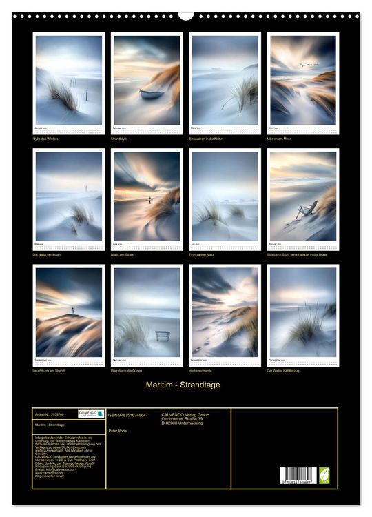 Produktbild: Maritim - Strandtage (Wandkalender 2026 DIN A2 hoch), CALVENDO Monatskalender