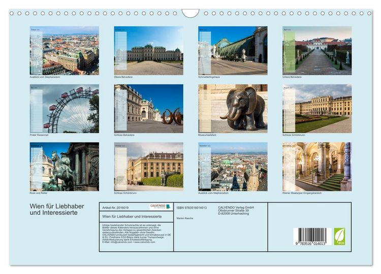 Produktbild: Wien f&uuml;r Liebhaber und Interessierte (Wandkalender 2026 DIN A3 quer), CALVENDO Monatskalender