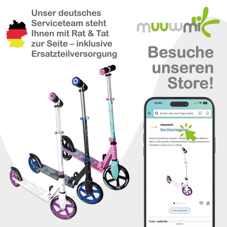 Produktbild: muuwmi Aluminium Scooter 125 mm schwarz-gr&uuml;n
